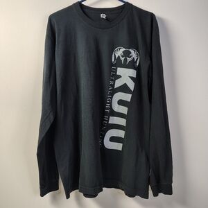 KUIU Shirt Mens XL Black Long Sleeve Organic Cotton Big Logo Made in USA